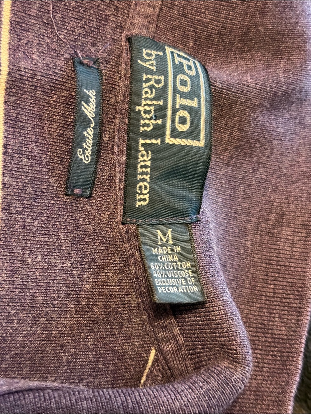 Ralph Lauren Men’s Purple Polo with White Stripes - Picture 4 of 7